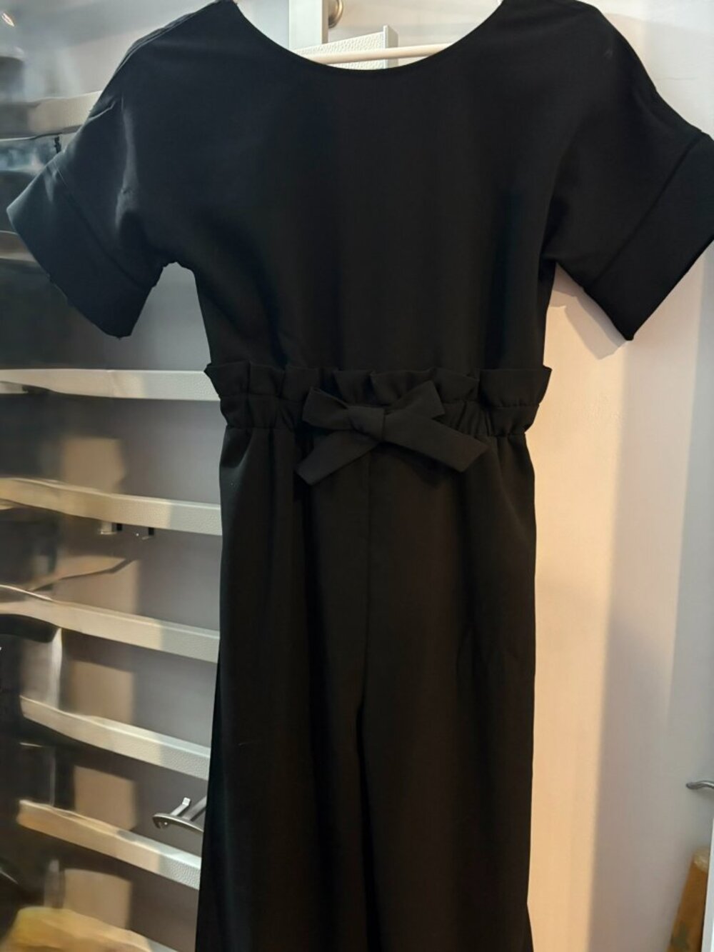 Habitual Girls Chic Black Short-Sleeve Jumpsuit, Size 12
